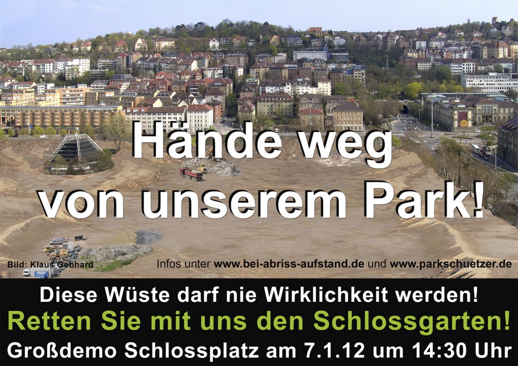 Hände weg von unserem Park! Großdemo in Stuttgart, 07.01.2012