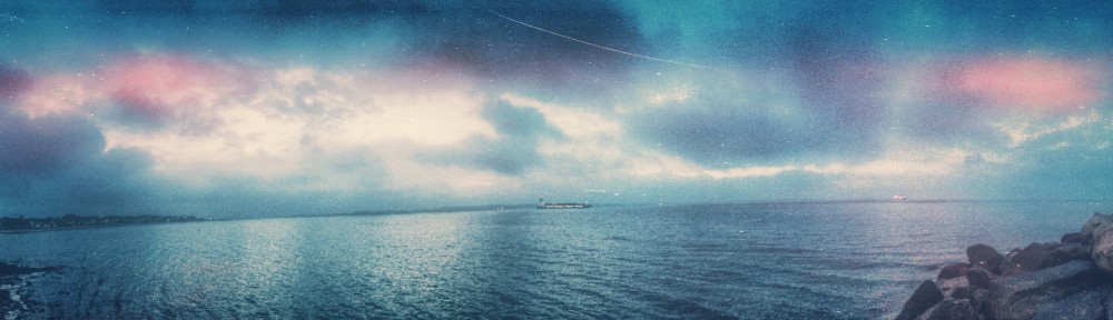 Ferry, leaving the port eastwards